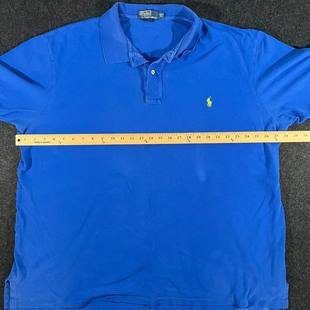 Polo Ralph Lauren Shirt Mens 3XLT Blue Short Sleeve Pony Logo Pique Polo Classic